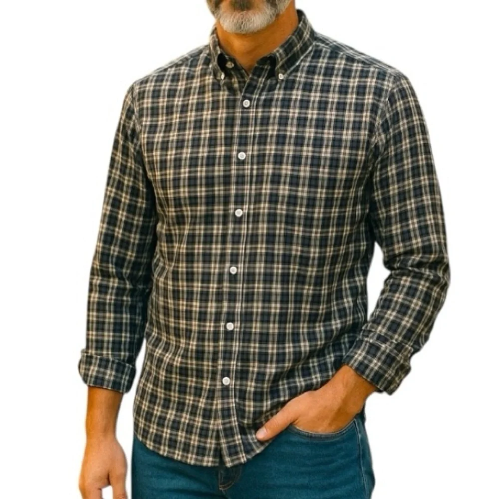 Banana Republic Soft Wash Slim Fit Plaid B/W Button Down Shirt Men’s Size M